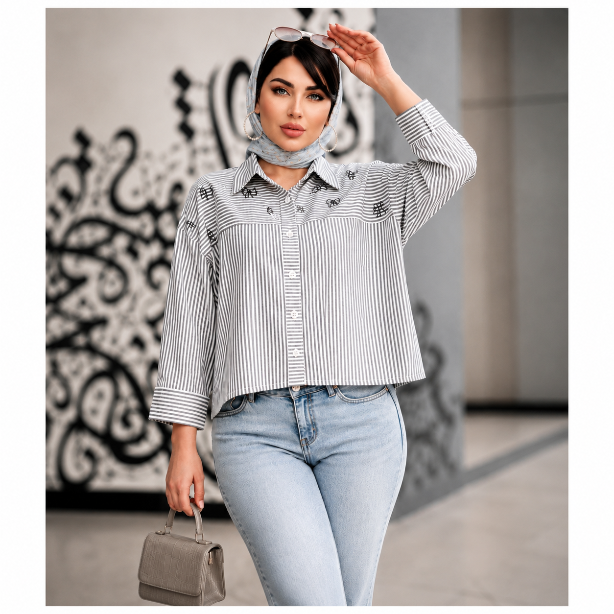 تونیک باکسی گلدوزی
